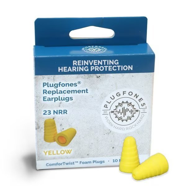 ComforTwist 29 dB Soft Foam Replacement Ear Plugs Yellow 5 pair, Plugfones, Mfr#: PRP-FY10