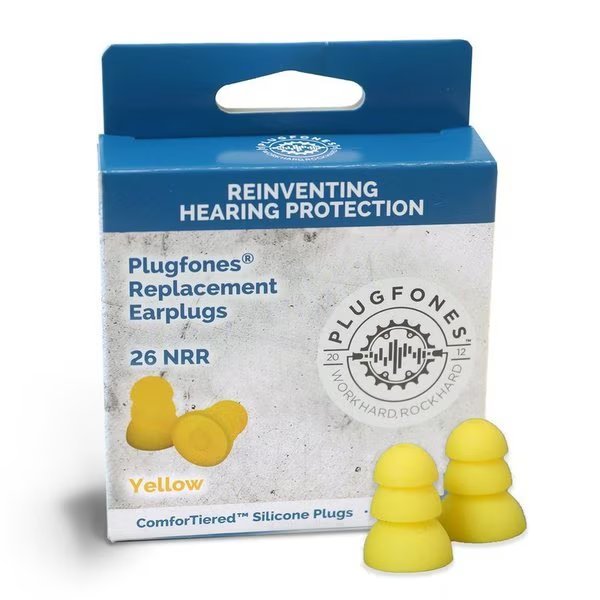 ComforTiered 27 dB Silicone Replacement Ear Plugs Yellow 5 pair, Plugfones, Mfr#: PRP-SY10