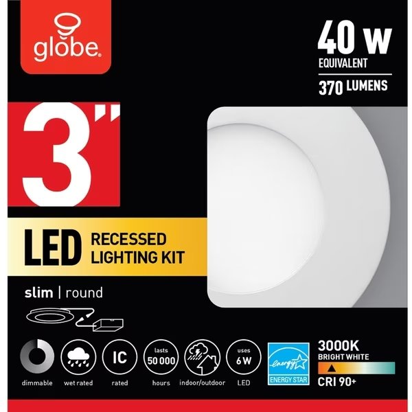 LED RECESSD LIGHTING KIT, Globe Electric, Mfr#: 91496