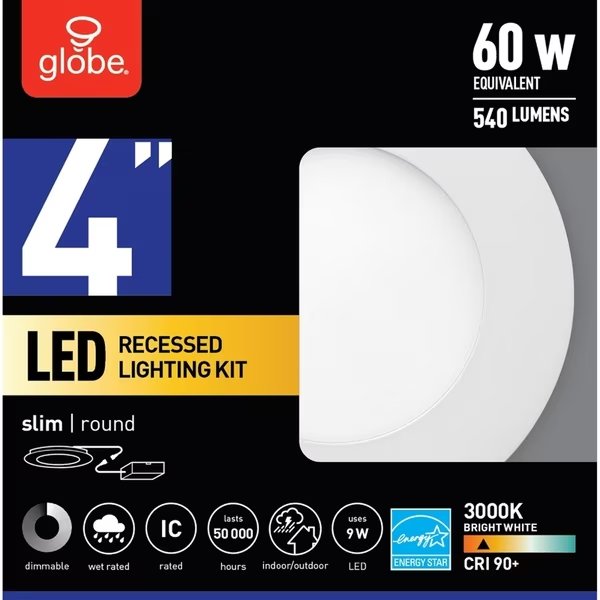 LED REC SLIM LIGHT KIT 4"", Globe Electric, Mfr#: 91497