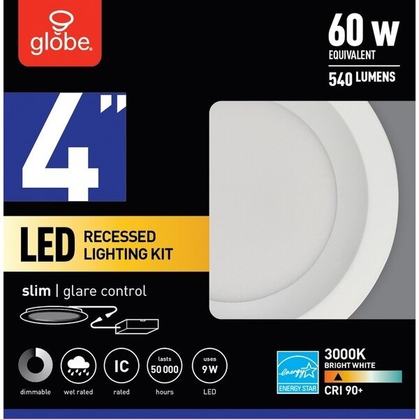 LED REC SLM GLR LT KIT 4"", Globe Electric, Mfr#: 91498