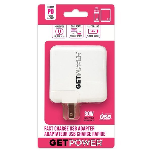 GetPower Dual USB AC Adapter, Get Power, Mfr#: GP-AC2USB-PD