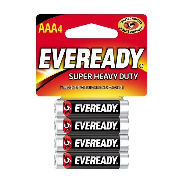 Super Heavy Duty AAA Zinc Carbon Batteries 4 pk Carded, 4PK, Eveready, Mfr#: 1212SW-4