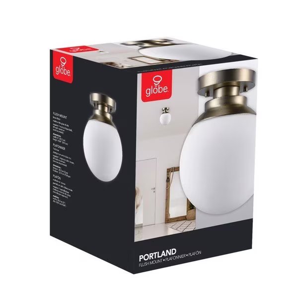 CEILNG LGHT BRS 60W 8""L, Globe Electric, Mfr#: 65792