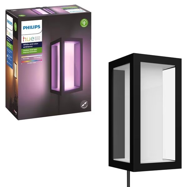 Hue Matte Black Dusk to Dawn LED Wall Lantern, Signify, Mfr#: 1745930V7