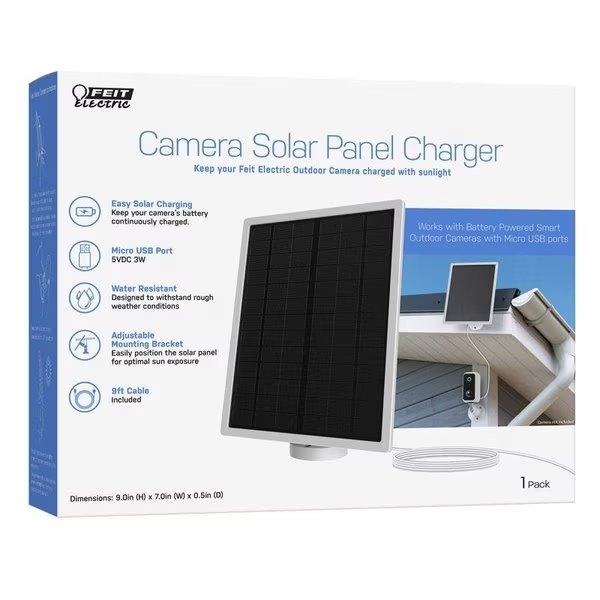 Solar Panel, 5V, Micro USB Cable, Feit Electric, Mfr#: PANEL/SOL/CAM