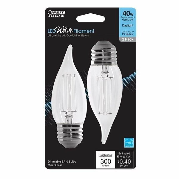 LED BA10 E26 40W DL 2PK, Feit Electric, Mfr#: BPEFC40950WFIL2