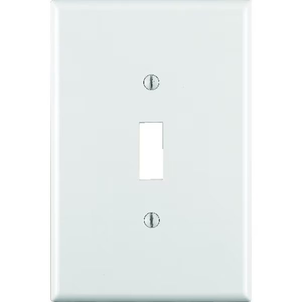 White 1 gang Thermoset Plastic Toggle Wall Plate, Leviton, Mfr#: 88101-000