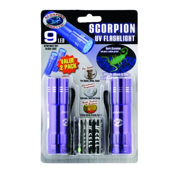 Scorpion Black/Purple LED UV Flashlight AAA Battery, Scorpion Master, Mfr#: 900220