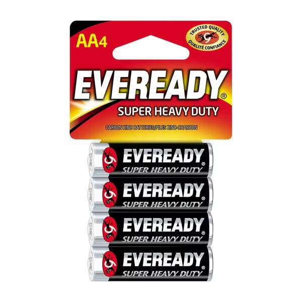 Super Heavy Duty AA Zinc Carbon Batteries 4 pk Carded, 4PK, Eveready, Mfr#: 1215SW-4