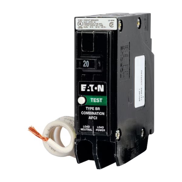 Circuit Breaker, BR Series, 20A, 1 Pole, 120V AC, 10kA