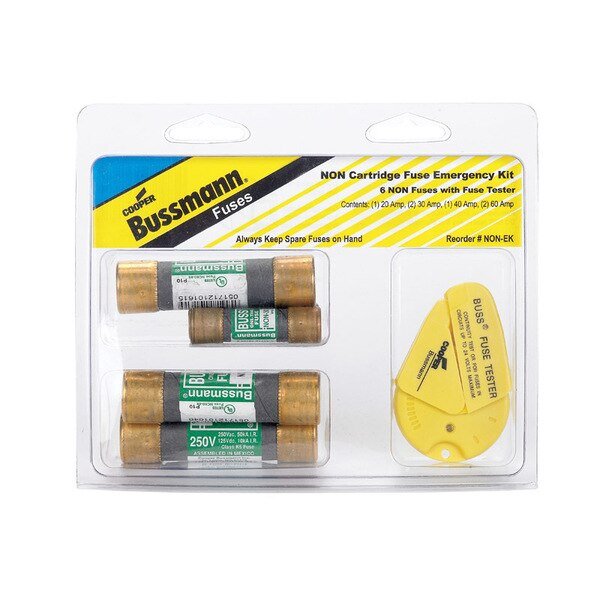 Cartridge Fuse Kit, 6 Fuses Included H(K) Class, 20 A to 60 A, 250V AC, Eaton Bussmann, Mfr#: NON-EK