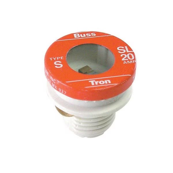 Plug Fuse, SL Series, Time-Delay, 20A, 125V AC, Indicating, 10kA at 125V AC, 3 PK, Eaton Bussmann, Mfr#: BP/SL-20