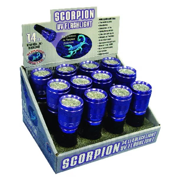 Scorpion 14 LED Black/Purple LED UV Flashlight AAA Battery, Scorpion Master, Mfr#: 302482
