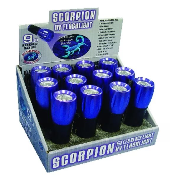 Scorpion 9 LED 54 lm Black/Purple LED UV Flashlight AAA Battery, Scorpion Master, Mfr#: 302481