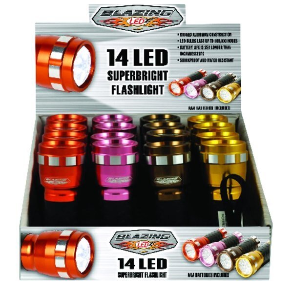 14 LED 85 lm Assorted LED Flashlight AAA Battery, Blazing Ledz, Mfr#: 302502