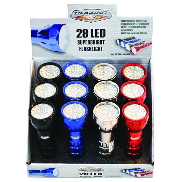 28 LED 160 lm Assorted LED Flashlight AAA Battery, Blazing Ledz, Mfr#: 302499