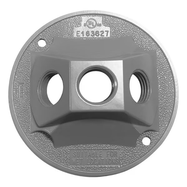 Electrical Box Cover, Round, Metal Die-Cast, Cluster, Lampholder Cover, Sigma Electric, Mfr#: 14383