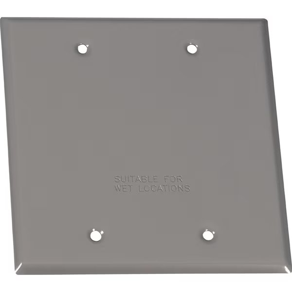 Electrical Box Cover, 2 Gang(s), Square, Stamped Steel, Blank Cover, Sigma Electric, Mfr#: 14340