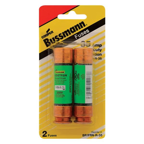Midget Fuse, FRN-R Series, Time-Delay, 35A, 250V AC, 20kA DC, Eaton Bussmann, Mfr#: BP/FRN-R-35