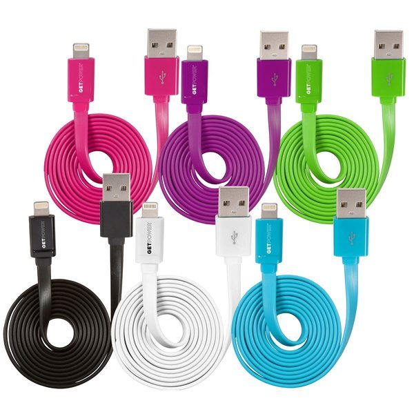 GetPower Lightning to USB Charge and Sync Cable 3 ft. Assorted, Get Power, Mfr#: GP-PC-SOLID-IP5