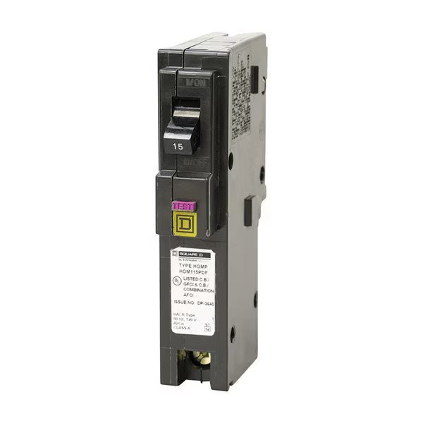 Miniature Circuit Breaker, HOM Series, 15A, 1 Pole, 120V AC, 10kA, Square D, Mfr#: HOM115PDFC