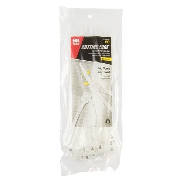 8 in. L Clear Self-Cutting Cable Tie 50 pk, Gardner Bender, Mfr#: 46-308SC