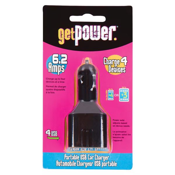 Dc 4 Usb Adapter/Charger, Get Power, Mfr#: GP-DC4USB-BLK