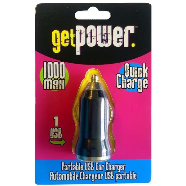 GetPower DC Single USB Car Charger, Get Power, Mfr#: GP-DCUSB-BLK