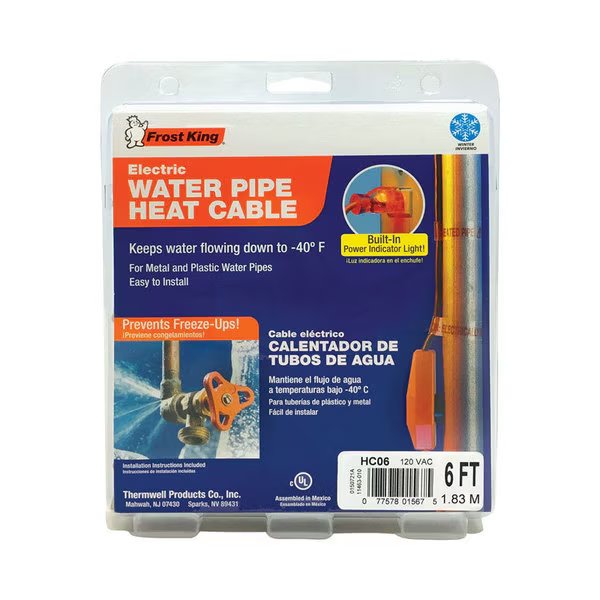Heat Cable Wtr Pipe 6', Frost King, Mfr#: HC6A