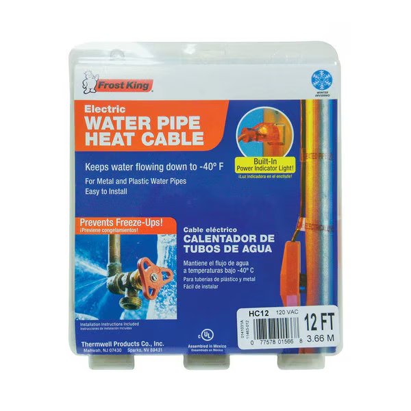 Heat Cable Wtr Pipe 12', Frost King, Mfr#: HC12A