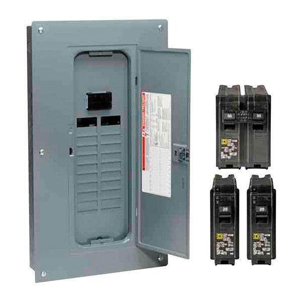 Load Center, 20 Spaces, 100A, 120/240V AC, 1 Phase, Square D, Mfr#: HOM2040M100PQCV