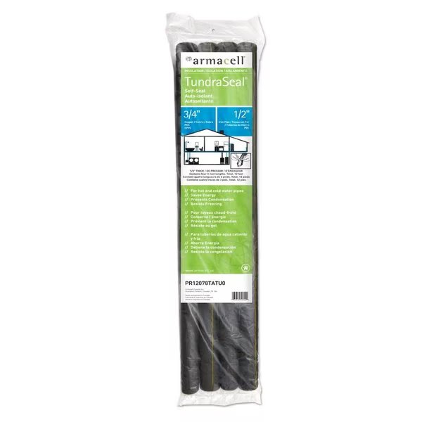TundraSeal Self Sealing 3/4 in. X 3 ft. L Polyethylene Foam Pipe Insulation, Armacell, Mfr#: PR12078TATU0