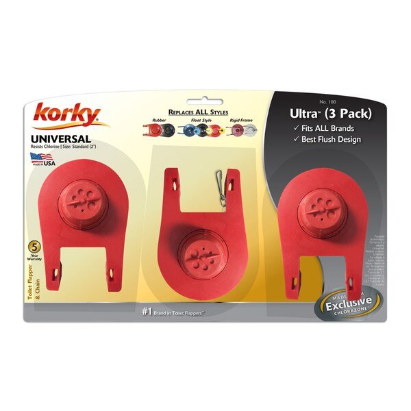 FLPPR & CHN RED 3PK, Korky, Mfr#: 100TP