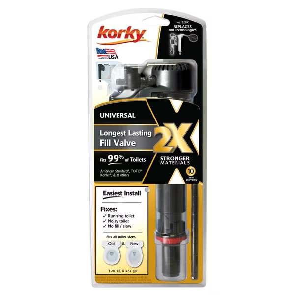 TOILET FILL VALVE 2X BLK, Korky, Mfr#: 528XBP