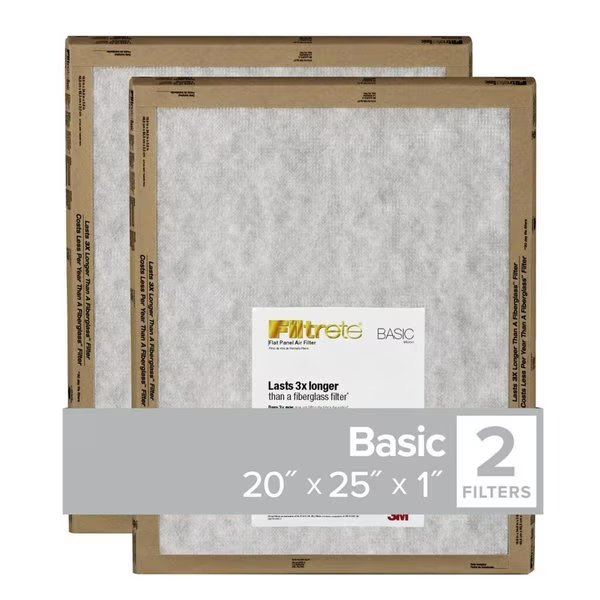 20 in. W X 25 in. H X 1 in. D Synthetic 1 MERV Flat Panel Filter , 2PK, Filtrete, Mfr#: FPL03-2PK-24