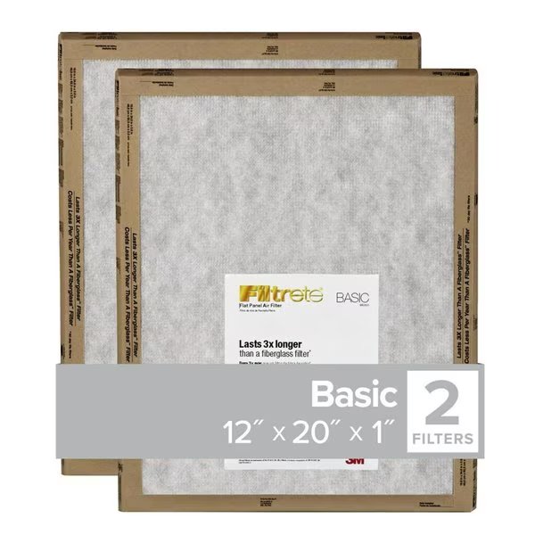 12 in. W X 20 in. H X 1 in. D Synthetic 1 MERV Flat Panel Filter , 2PK, Filtrete, Mfr#: FPL19-2PK-24
