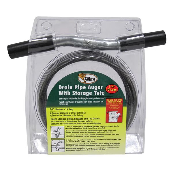AUGER DRAIN 1/4""X10FT., Cobra Tools, Mfr#: 10100