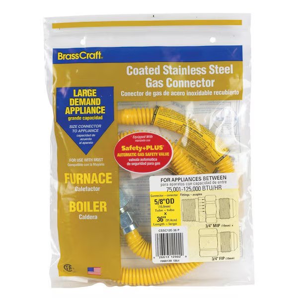 GAS CONNECTOR SS 5/8X36"", Brasscraft, Mfr#: CSSC12R-36 P