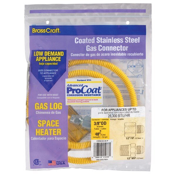 GAS CONNECTOR 1/2""X48"", Brasscraft, Mfr#: CSSL54-48 P