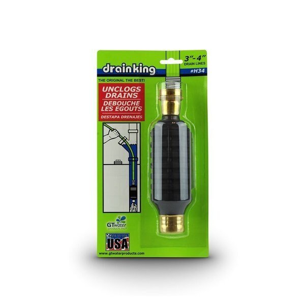 GT Water Products Drain King Drain Unclogger, Safe-T-Seal, Mfr#: H34