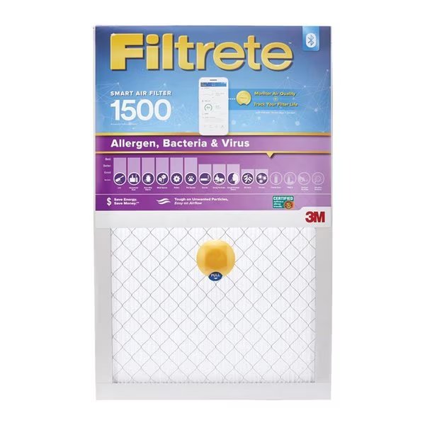 20 in. W X 20 in. H X 1 in. D Fiberglass 12 MERV Smart Air Filter, Filtrete, Mfr#: S-2002-4