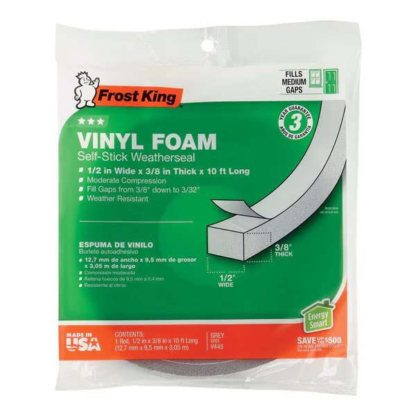 VINYLFOAM WTRPF 10'X3/8"", Frost King, Mfr#: V445H