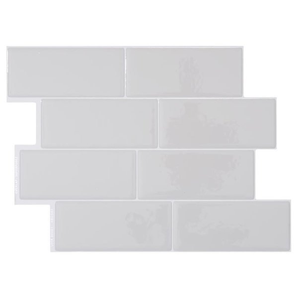 8.38 in. W X 11.56 in. L Gray Mosaic Vinyl Adhesive Wall Tile 4 pc, Smart Tiles, Mfr#: SM1128G-04-QG