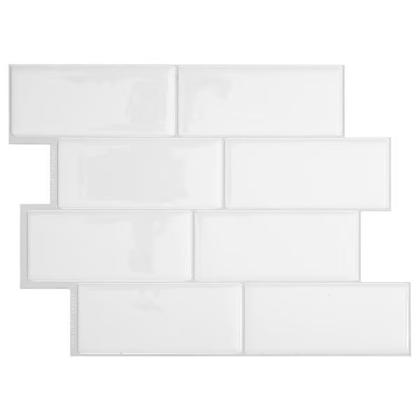8.38 in. W X 11.56 in. L White Mosaic Vinyl Adhesive Wall Tile 4 pc, Smart Tiles, Mfr#: SM1100G-04-QG