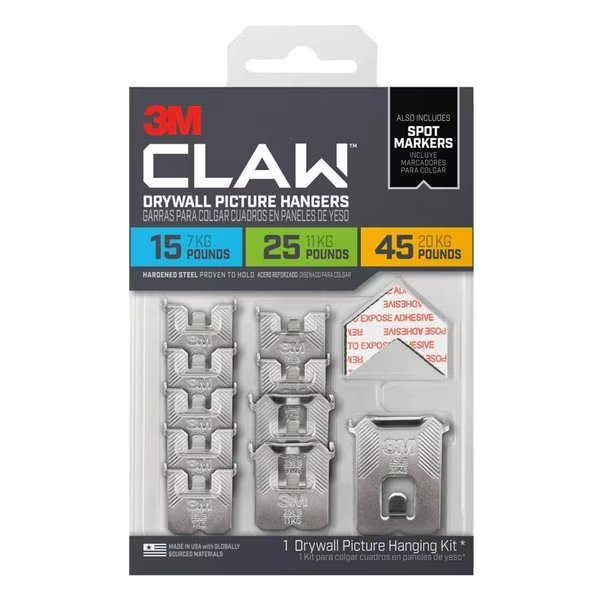 3M  Drywall Picture Hanging Set 45 lb 10 pc, Claw, Mfr#: 3PHKITM-10ES