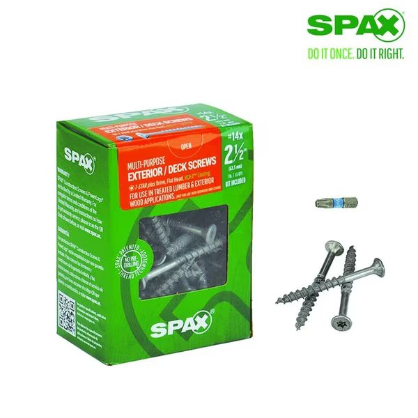 Wood Screw, #14, 2-1/2 in, Steel Flat Head Torx Drive, Spax, Mfr#: 4191670600604