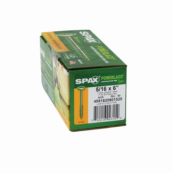 Wood Screw, 6 in, Washer Head, Spax, Mfr#: 4581820801525