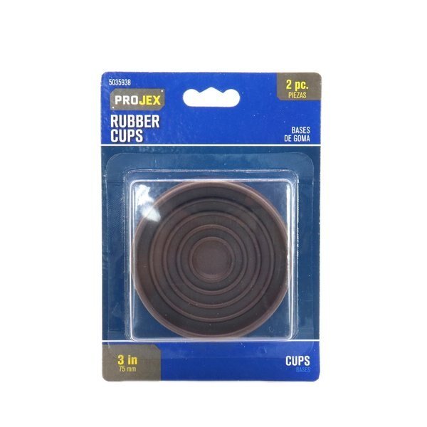 Rubber Caster Cup Brown Round 3 in. W X 3 in. L , 2PK, Projex, Mfr#: P0024