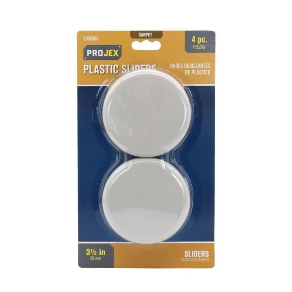 White 3-1/2 in. Adhesive Plastic Chair Glide , 4PK, Projex, Mfr#: P0004